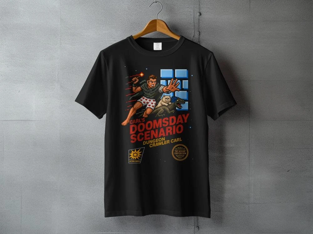 Dungeon Crawler Carl T-Shirt, Carl's Doomsday Scenario, Pixel-Art-T-Shirt, Retro-Gaming-Fantasy-Buch, Geschenk für Fans, ideal für ihn. – Detail 7
