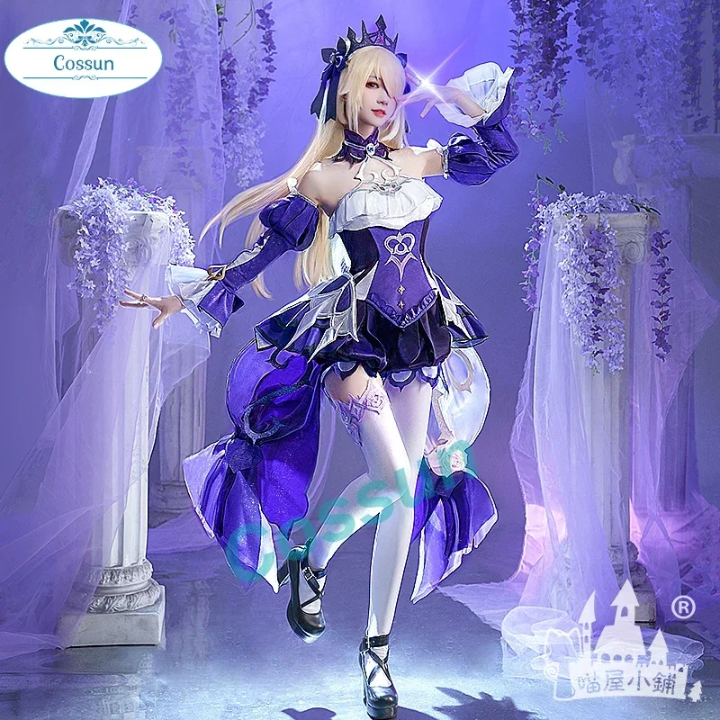 [Stock] Game Genshin Impact Fischl New Skin Ein Immernachtstraum Dream Cosplay Costume Woman Christmas Cosplay Dress Wig Shoes