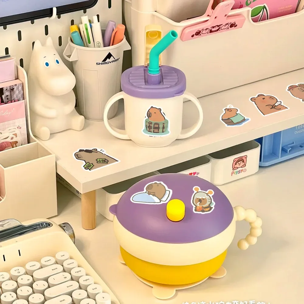 100PCS Cartoon Cute Capybara Graffiti Stickers for Bicycle Hand Account Pencil Case Decals
