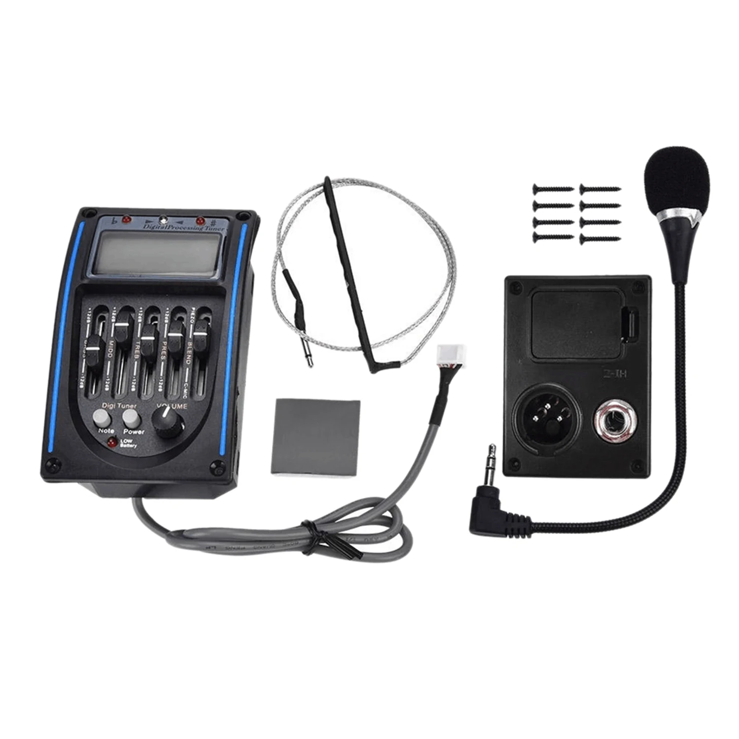 BARU 1Pcs Pickup Humbucker Gitar Mini Lp Warna Chrome Silver & 1Pcs Pickup Gitar Akustik 5 Band Eq Preamp Tuner Equalizer Lcd