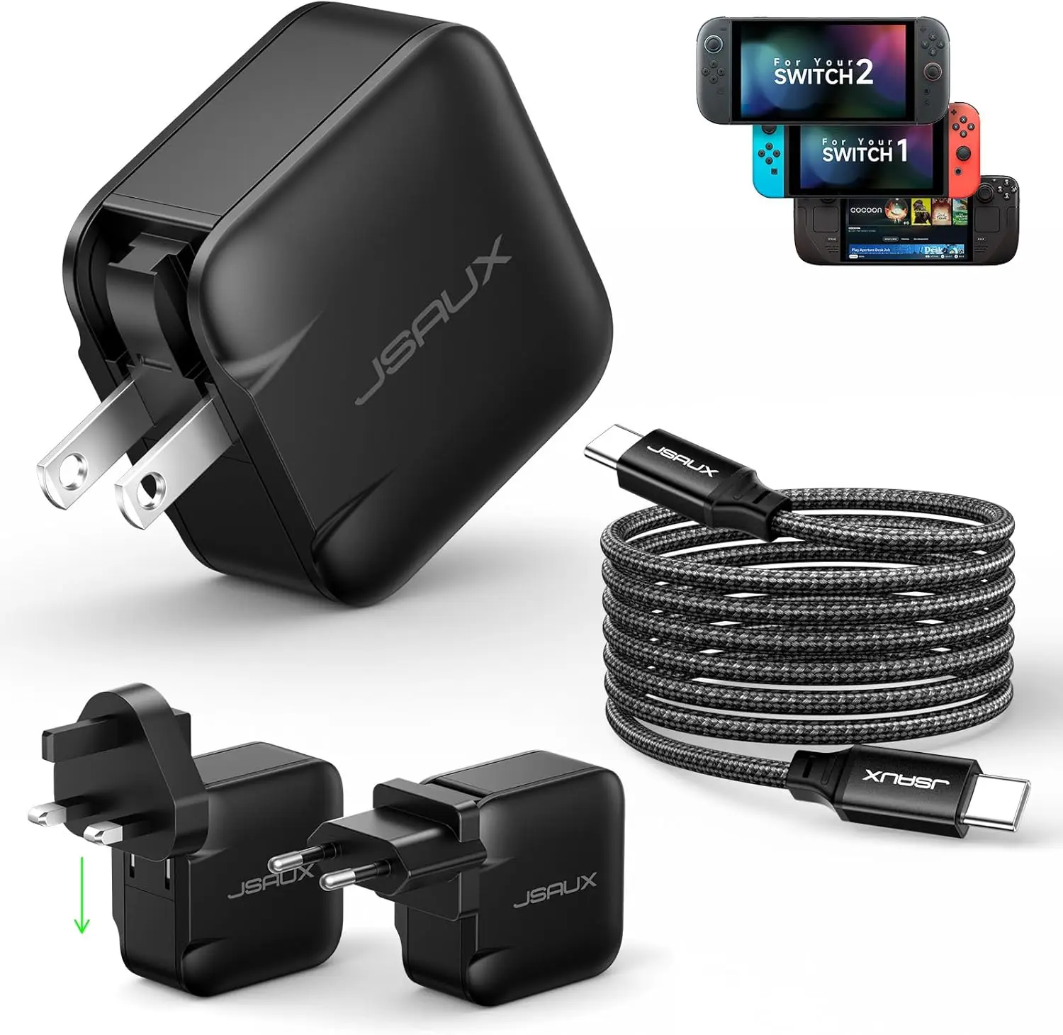 

65W USB-C Charger for Nintendo Switch 2,ROG Ally, Steam Deck, Tablets,Laptops,Samsung Galaxy,Pixel, 65-Watt PD Wall Fast Charger