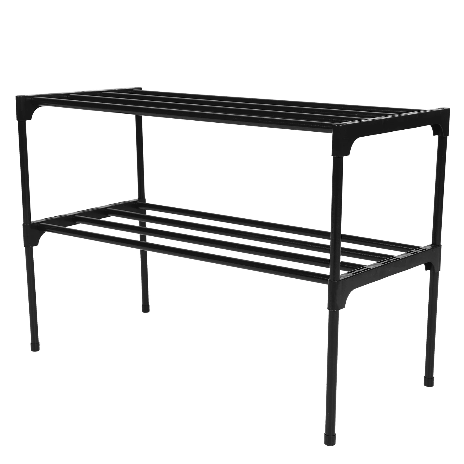 

2 Tier Stainless Steel Shoe Rack Black Entrance Organizer Small Size Thickened Tube Multi Layer Shoes Storage Closet