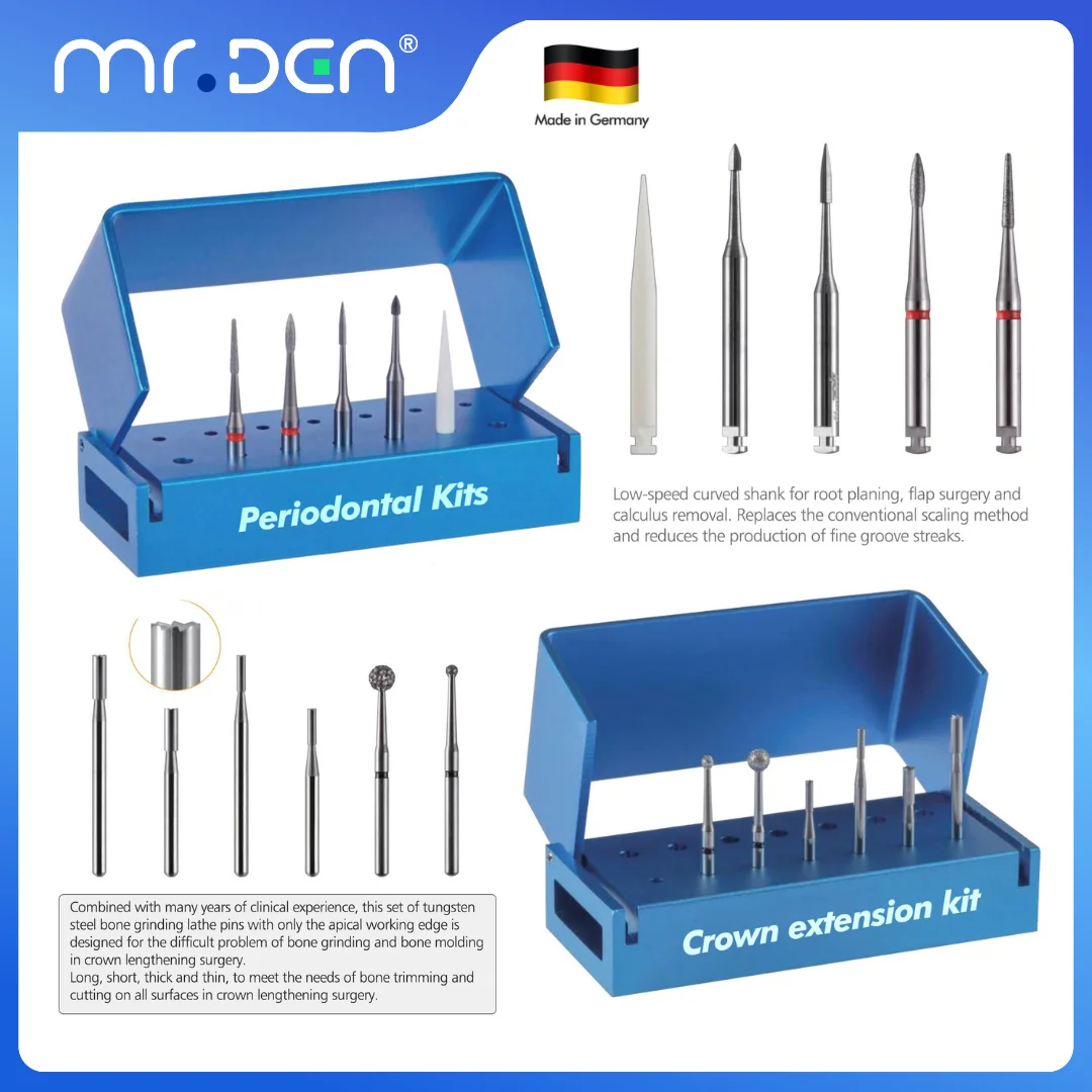 OKO DENT Periodontal Crown Lengthening Kit Low Speed Tungsten Steel Burs Root Planing Bone Grinding Dental Surgical Tools