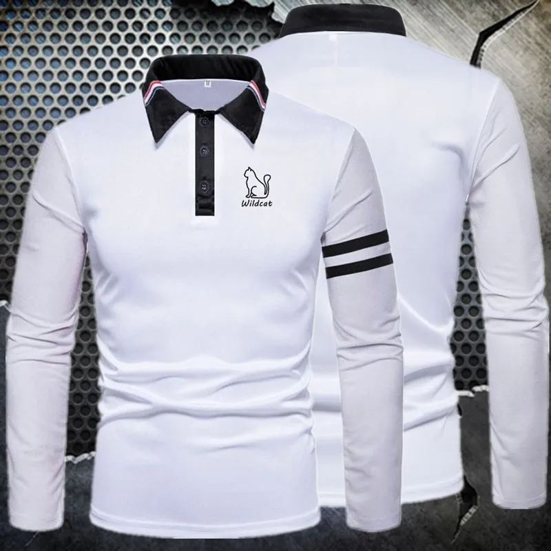 High Quality Men's Solid Color POLO Shirt 2024 Spring and Autumn High end Business Casual Polo Long sleeved T-shirt