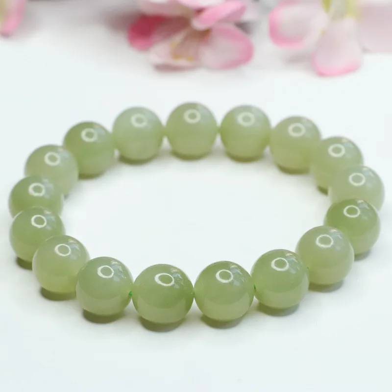 

Natural Authentic Hetian Jade Lake Green Bracelet Big Beads Jade Jadeware Bracelet Jewelry Gift