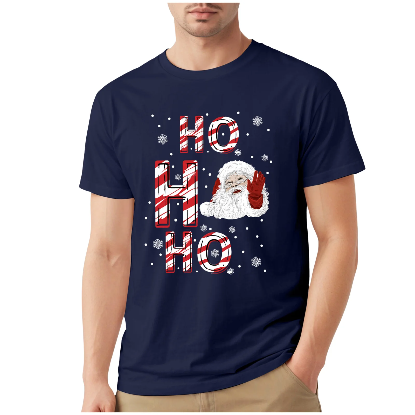 الرجال القمصان المتوسطة الرجال مطاطا طاقم الرقبة تي شيرت قصيرة الأكمام أعلى عيد الميلاد مهرجان سعيد مشرق عارضة قصيرة الأكمام قمم الرجال #3