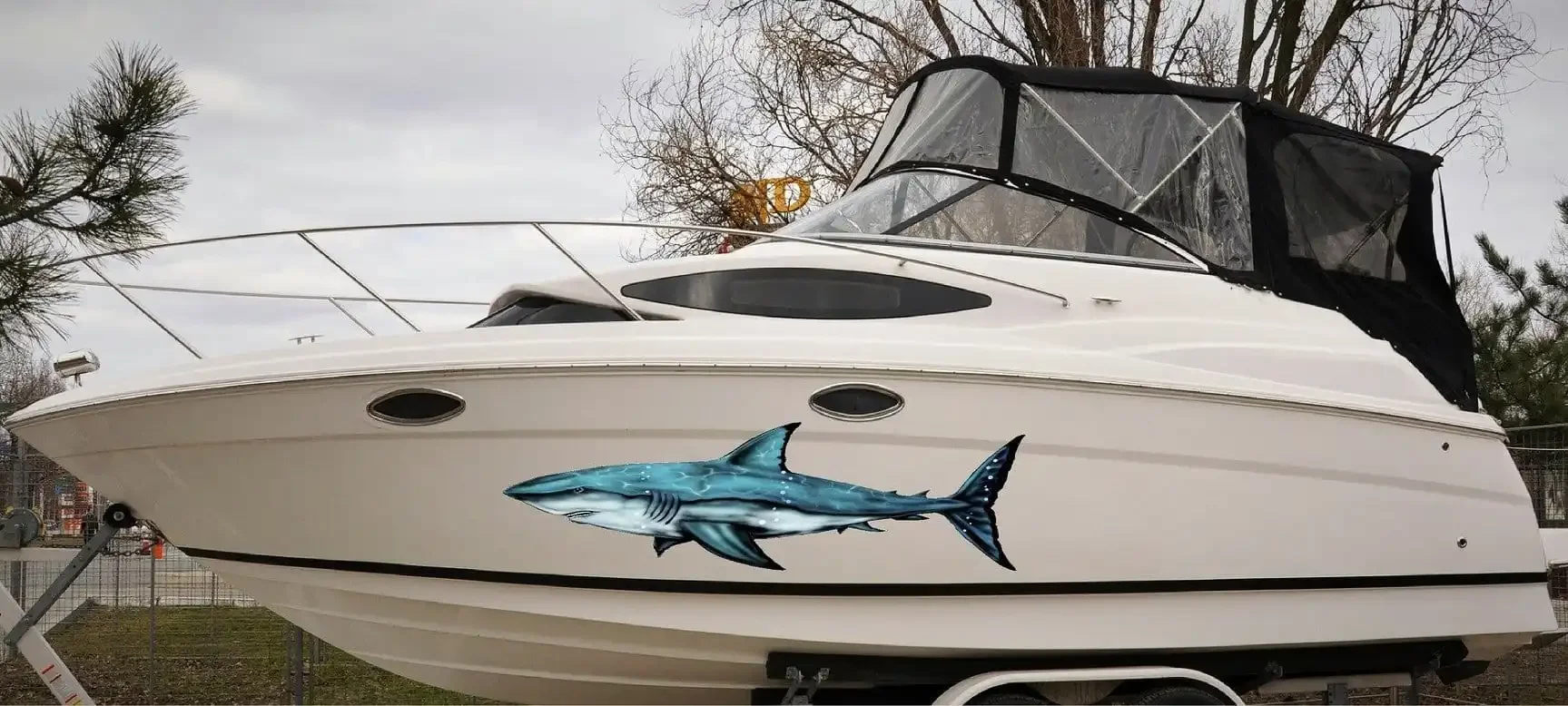 Shark Boat Graphic Decals Vinyl Graphic Decal for Cars, Trucks and Boats, Waving Boat Wrap Kit 3M Cast Vinyl