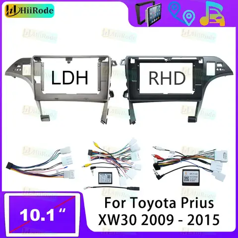 Hiirode Car Android Radio Stereo Player Frame Fascia For Toyota Prius XW30 2009-2015 Panel Power Cable Wiring Harness Canbus