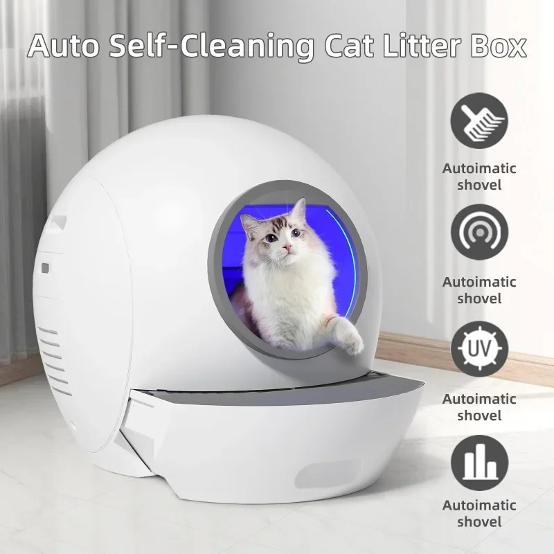 control cat litter automatic box with artificial rake intelligent self-cleaning automatic cat litter box