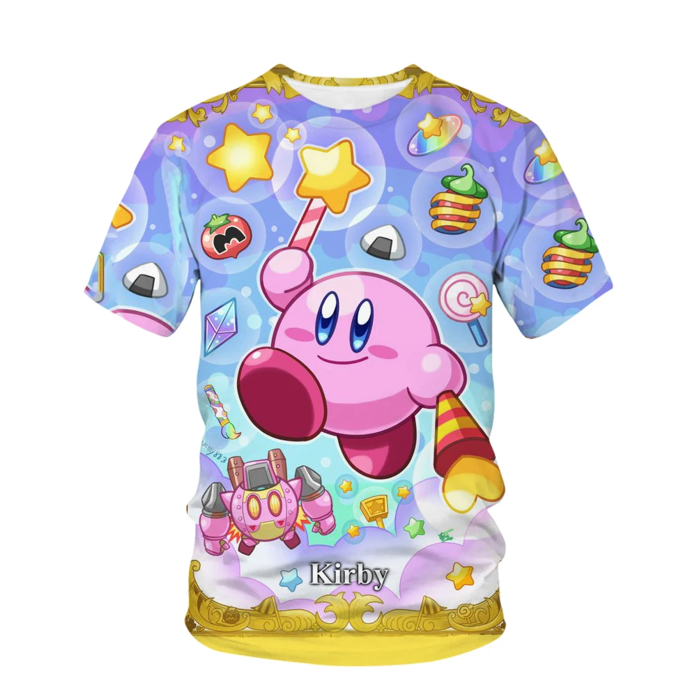 Girls 3D Kirby Print T-shirts Cute Kirbys Tshirt Summer Tees Top Clothing Children Cartoon Clothes Casual Teen T Shirt