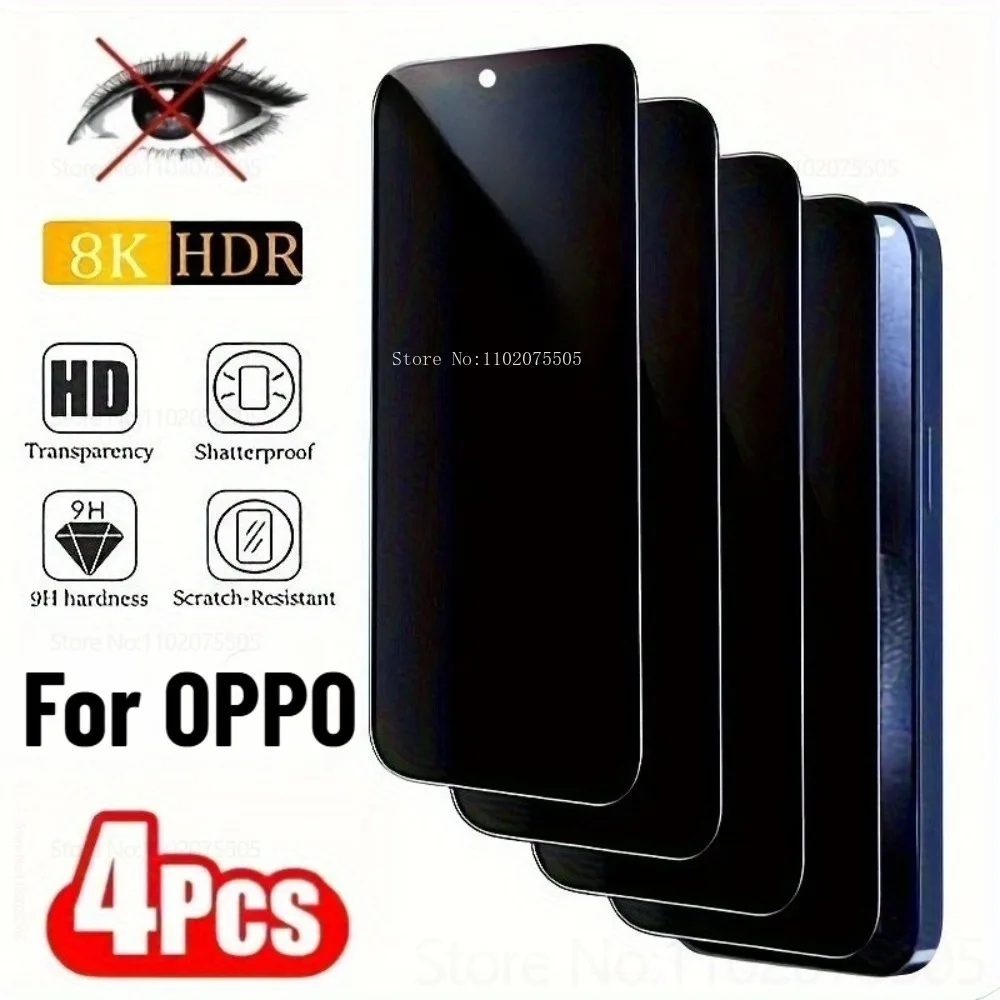 

4PCS Privacy Anti-Spy Tempered Glass for OPPO Reno 14 Pro 14 14F 9H Hardness Screen Protector for OPPO Reno 13 Pro 12 11 Pro 13F