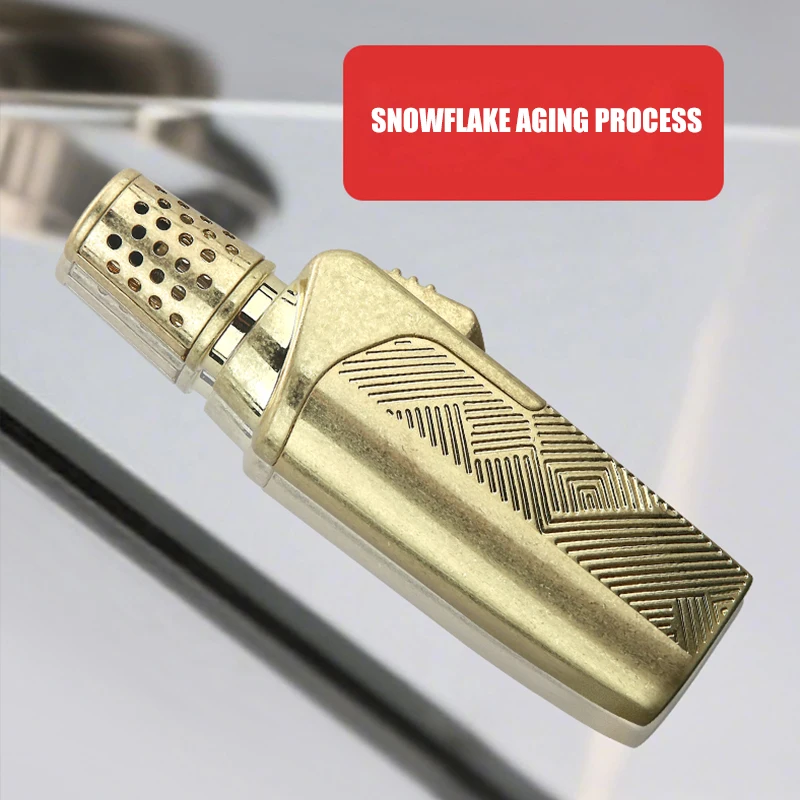 HONEST Single Blue Flame Lighter Windproof Flame Metal Material Visible Gas Window Flame Size Adjustable
