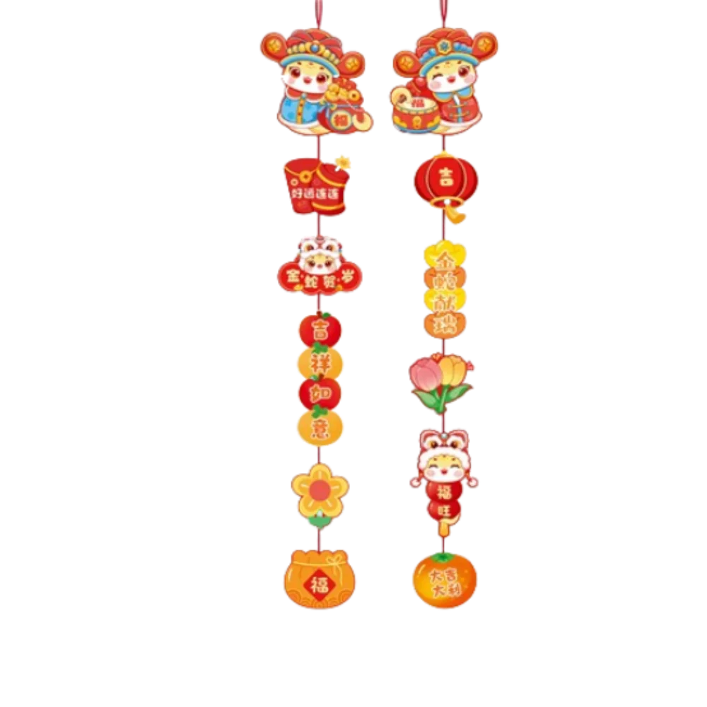 

2pcs Traditional Chinese New Year Pendants Blessing Zodiac Snake Snake Year Red Couplet Flocking Handmade