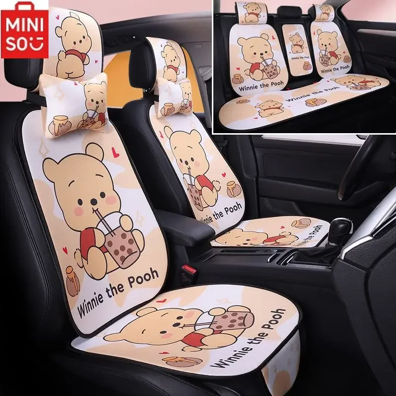 MINISO Sanrio PachaDog Car 4 Seasons Universal Cushion Backrest Neck Pillow Cartoon Winnie Breathable Seat Cushion Decoration