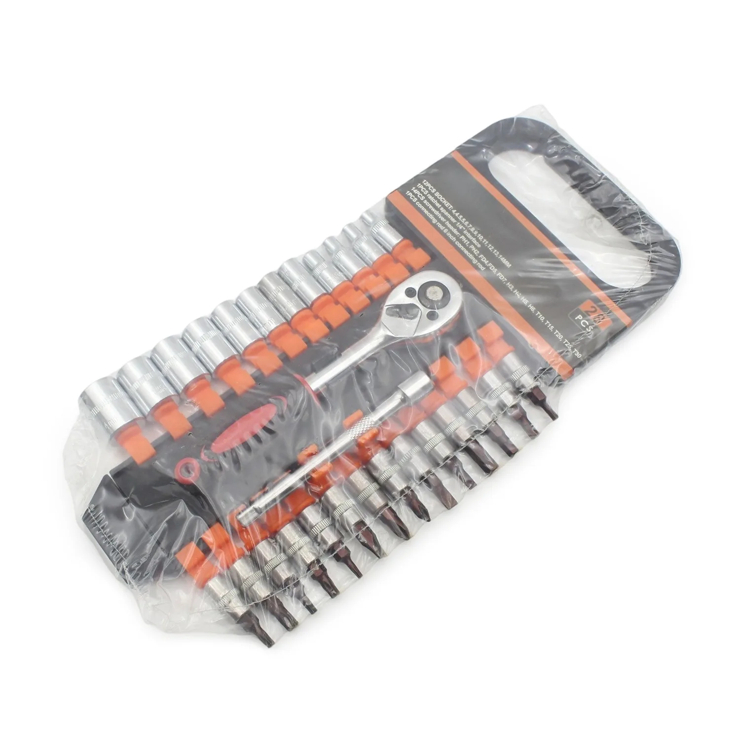 28Pcs Drive Chrome Plated Ratchet Socket Wrench Set Short Spanner Hand Tool Kit for Car Motorcycle Bicycle&Household Repair