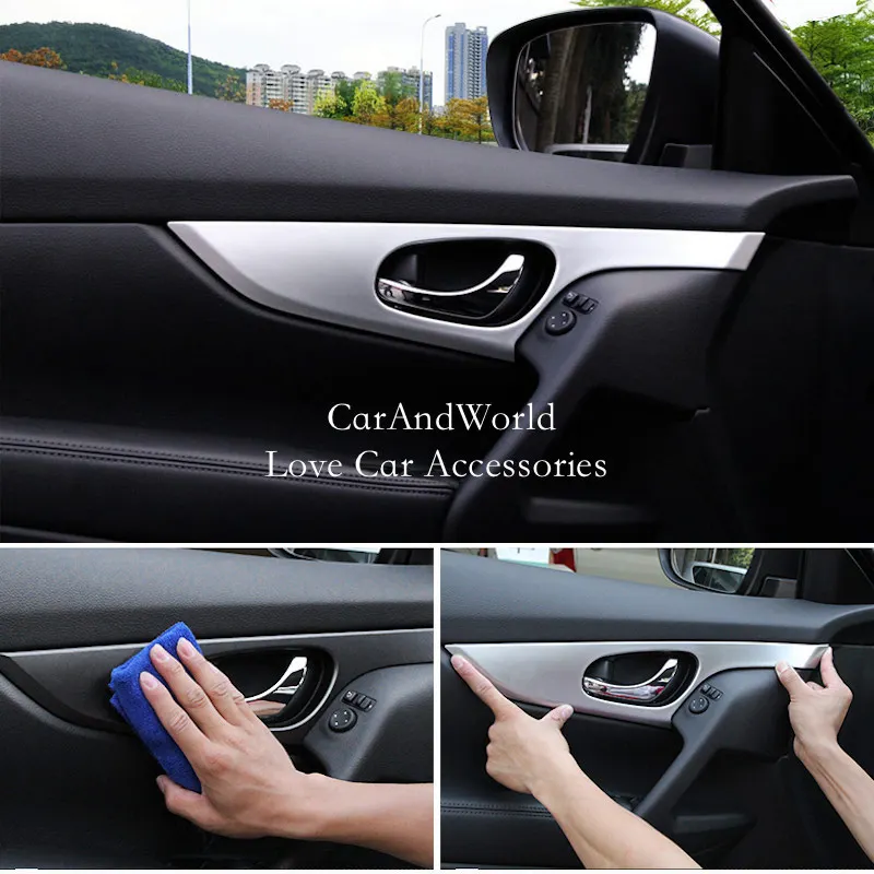 For Nissan X-trail  X Trail T32 Rogue 2014-2020 Interior Door Handle Bowl Frame Cover Trims ABS Chrome Car-styling Accessories