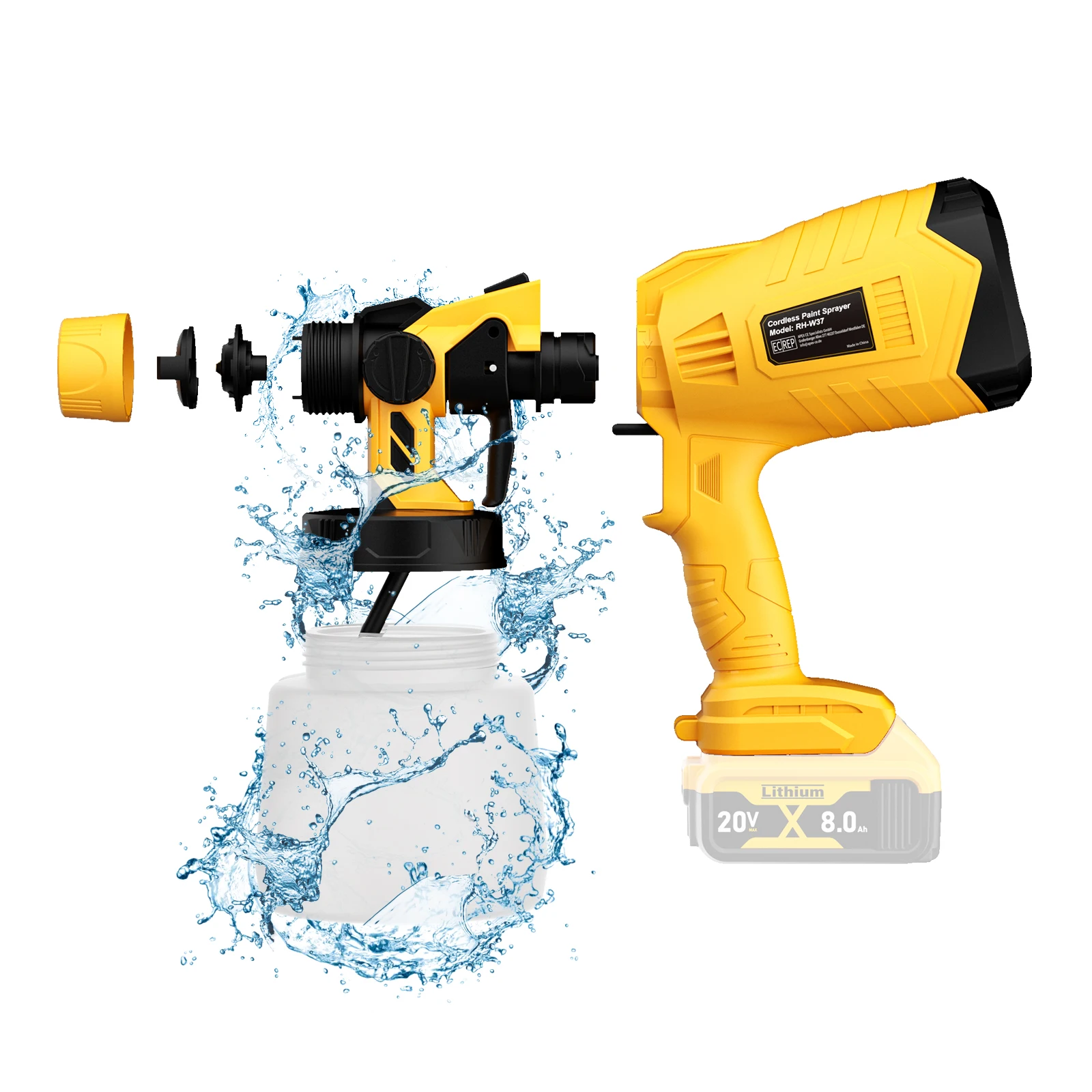 1000ML Electric Spray Gun For DEWALT 18V Battery Cordless Paint Sprayer For Car Furniture Wall Windows Painting Power Tool