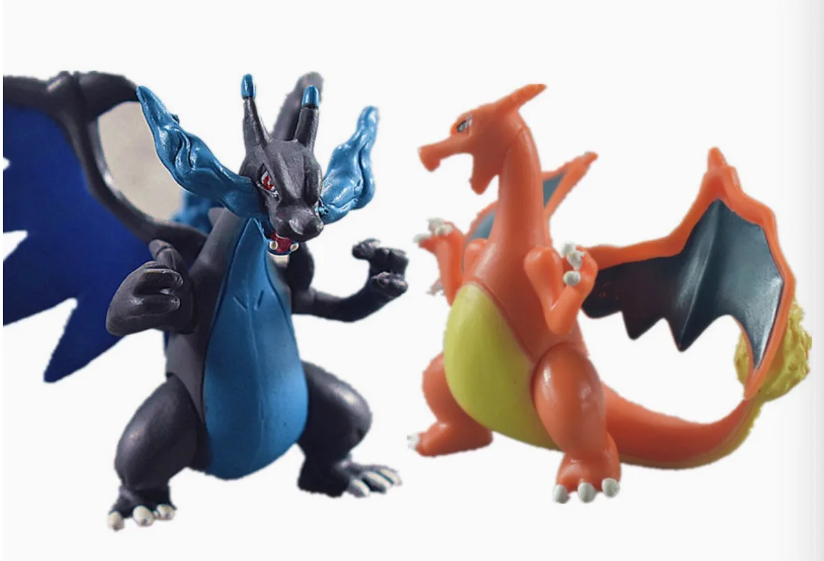 Pokemon Anime Blue Yellow Charizard 8cm  Action Figure Model Collection Toy Gift Flame Dragon Cartoon  Ornaments Gift