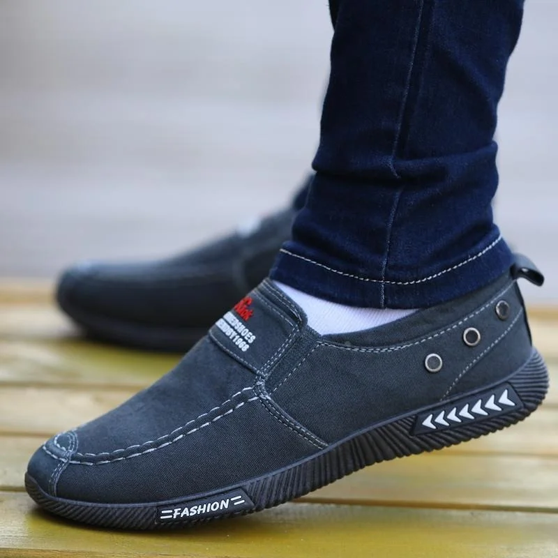 

Men's Canvas Slip-On Shoes Breathable Anti-Odor Casual All-Match Leisure Shoes Anti-Slip Board Shoes Comfortable Dad Shoes
