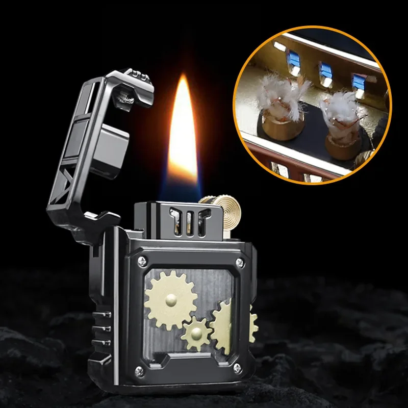 Chief Creative Metal Kerosiene Lighter with Gear Linkage Double Wick Windproof Unique Pressure Relief Design Smoking Lighter