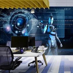 Customized products 3D Science fiction space capsule bar wallpaper TV background wall Technology Artificial Intelligence mural