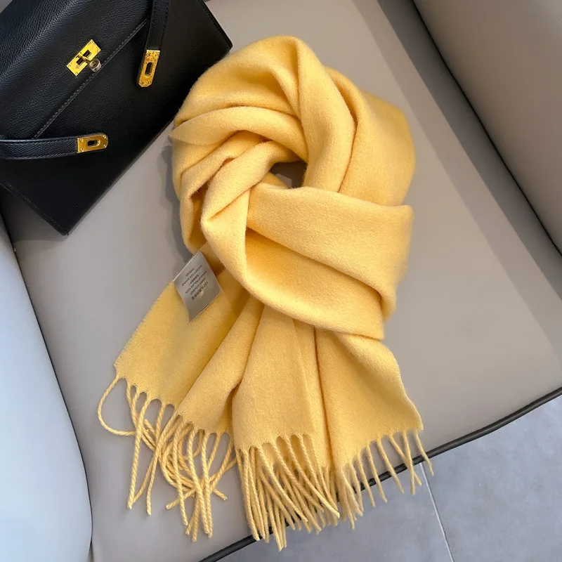 Winter Hot Selling New 100% Wool Scarf Solid Color Fashion Scarf Men\'s and Women\'s Universal Warm and Cold proof Scarf
