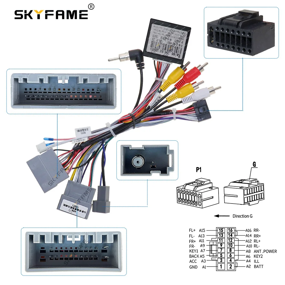 SKYFAME Car 16pin Wiring Harness Adapter Canbus Box Decoder Android Radio Power Cable For Honda Odyssey 2022 HD-RZ-01