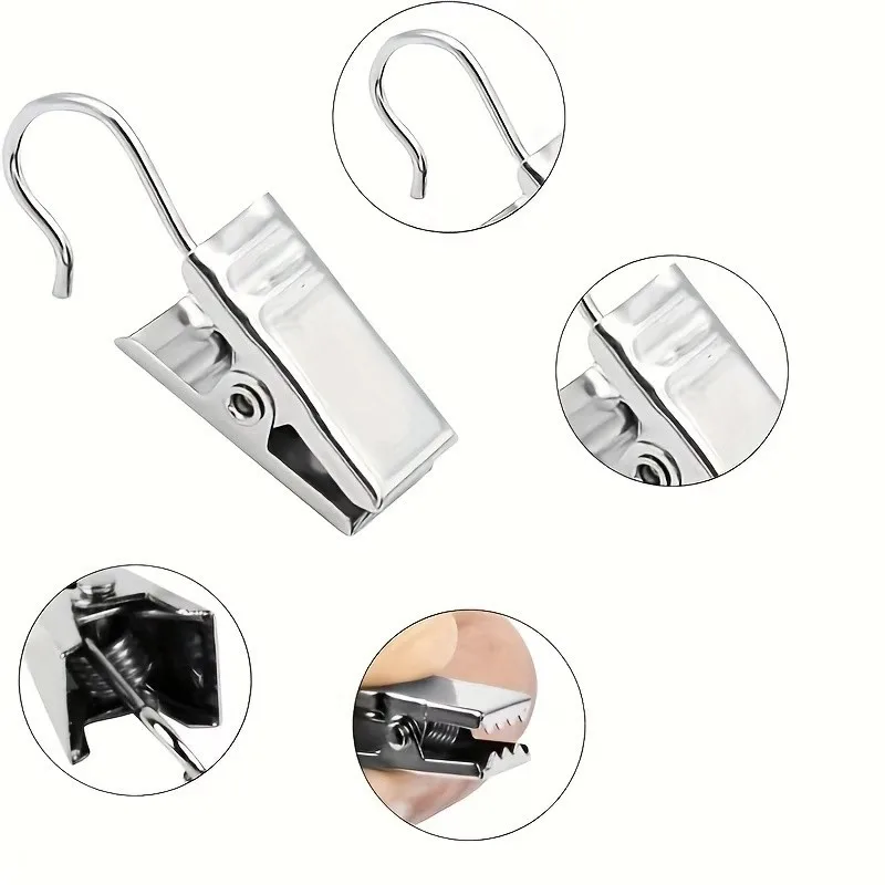 15 pcs Window Treatment Hooks, Easy Slide On Rod, suitable for Balcony Door Drapery, Rust Resistant Metal