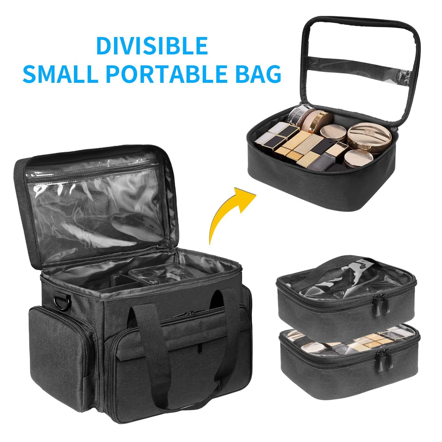 Wear-resistant Oxford fabric with detachable inner pocket for separate storage of large travel makeup bags and shoulder bags