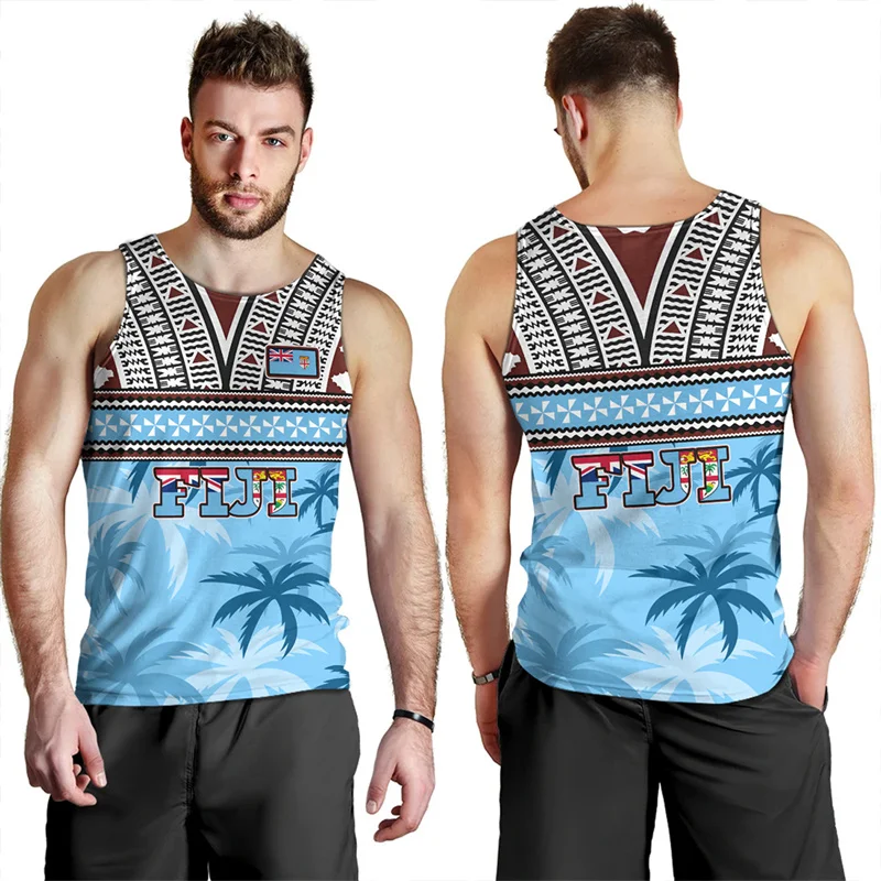 Harajuku Summer 3D Printing Flying Fijians Tank Top Fiji Emblem Fijian Pride Graphic Gym Tank Top Men Cool Fashion Clothing Vest