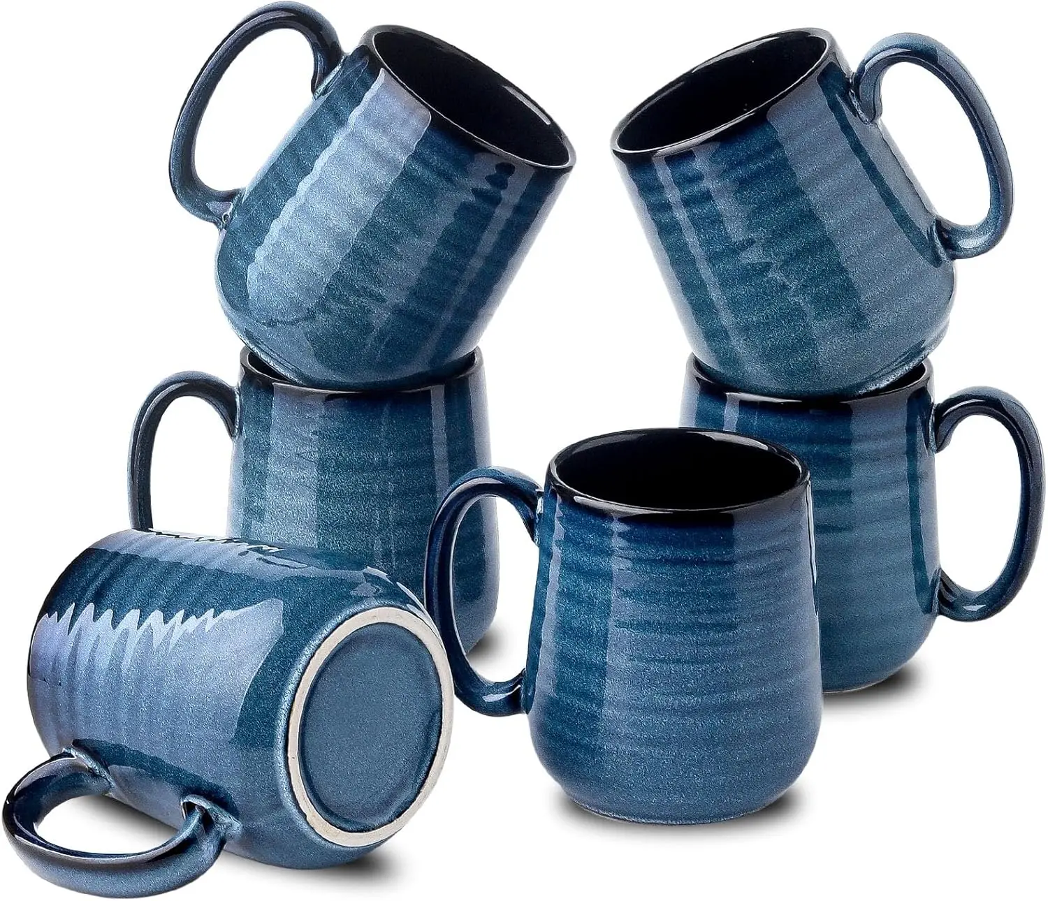 

Set of 6 Ceramic Coffee Mugs, 12 Ounce Large Tea Cups with Handle, Dishwasher and Microwave Safe for Hot Drinks
