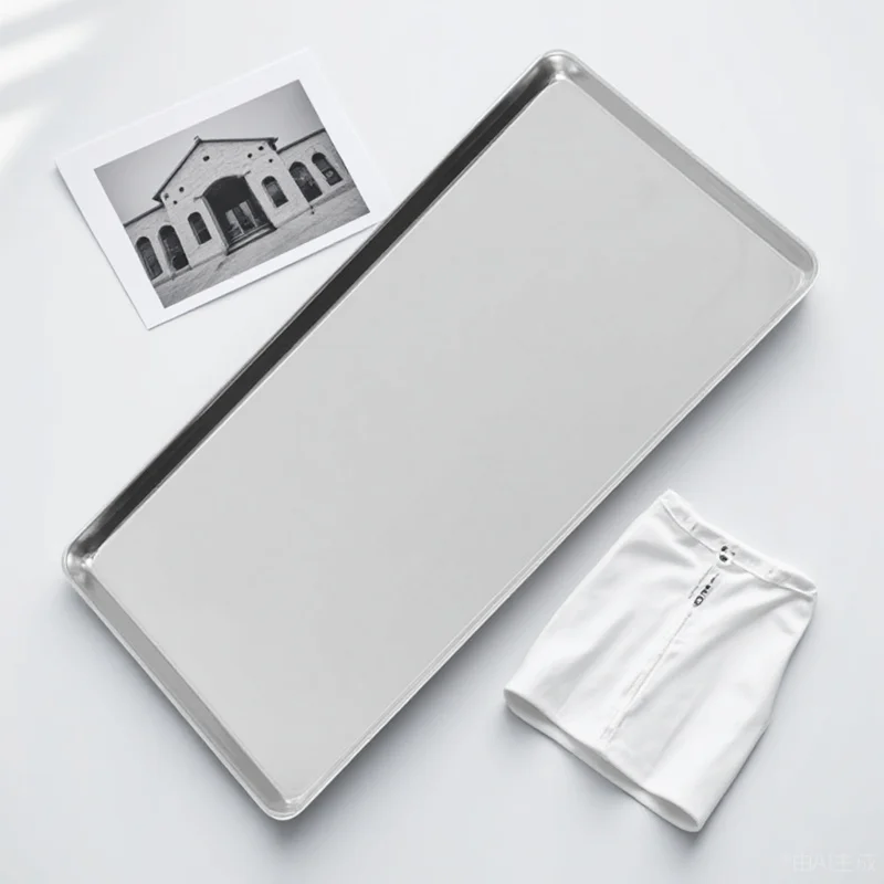 

Stainless Steel Rice Noodle Plate Polished Finish Smooth Edges Food Tray For Bbq Picnic Camping Party Kitchen Storage