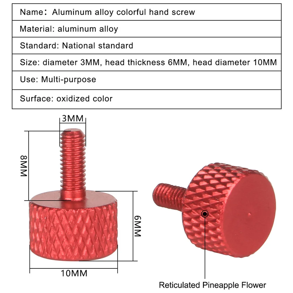 3DSWAY 4pcs/8Pcs colourful hand screws M3*8mm aluminum alloy adjustable screws decorative chassis modification M3 hand nuts DIY