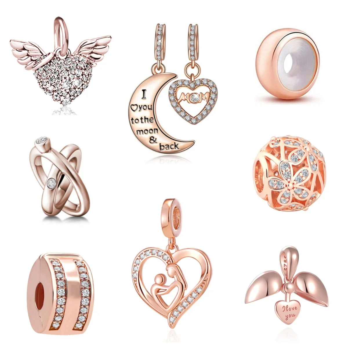 

Подвеска из серебра 925 пробы с розовым золотом «Мать и дитя», идеальный подарок на День матери, подходит для европейских браслетов, DIY-подвеска в виде туфель на высоком каблуке с бантом