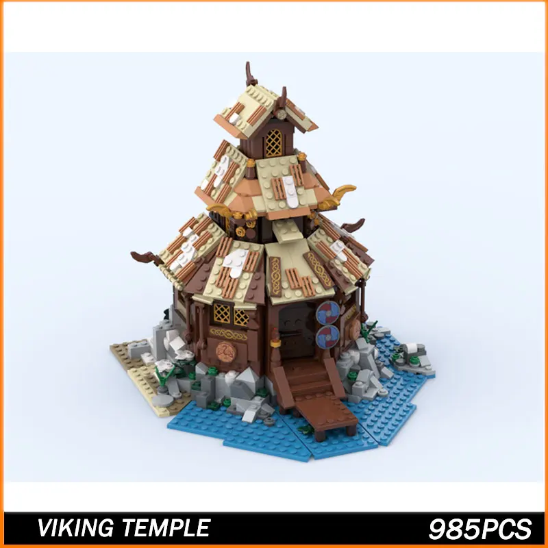 

MOC Building Blocks Street View Series Viking Temple DIY Model Assemble Bricks Puzzle Toys Assemble Xmas Juguetes Gifts 985PCS