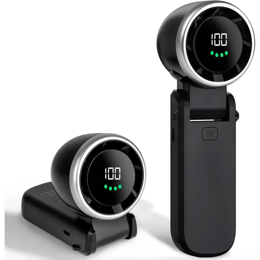 Potente ventilador de mano de 16000RPM, ventilador Turbo portátil 3 en 1 recargable de 6000mAh, viento de 1100 velocidades ajustable, 180 plegable actualizado