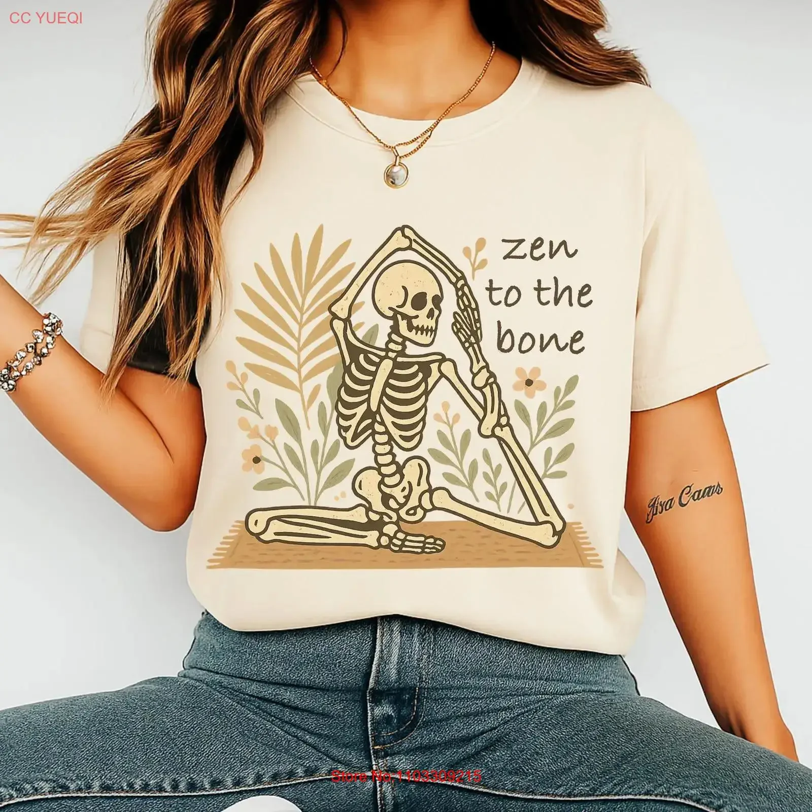 Zen to the Bone Skeleton T-shirt Softstyle Yoga Meditation Mindfulness pour les yoghis, streetwear vintage spirituel lavé, unisexe