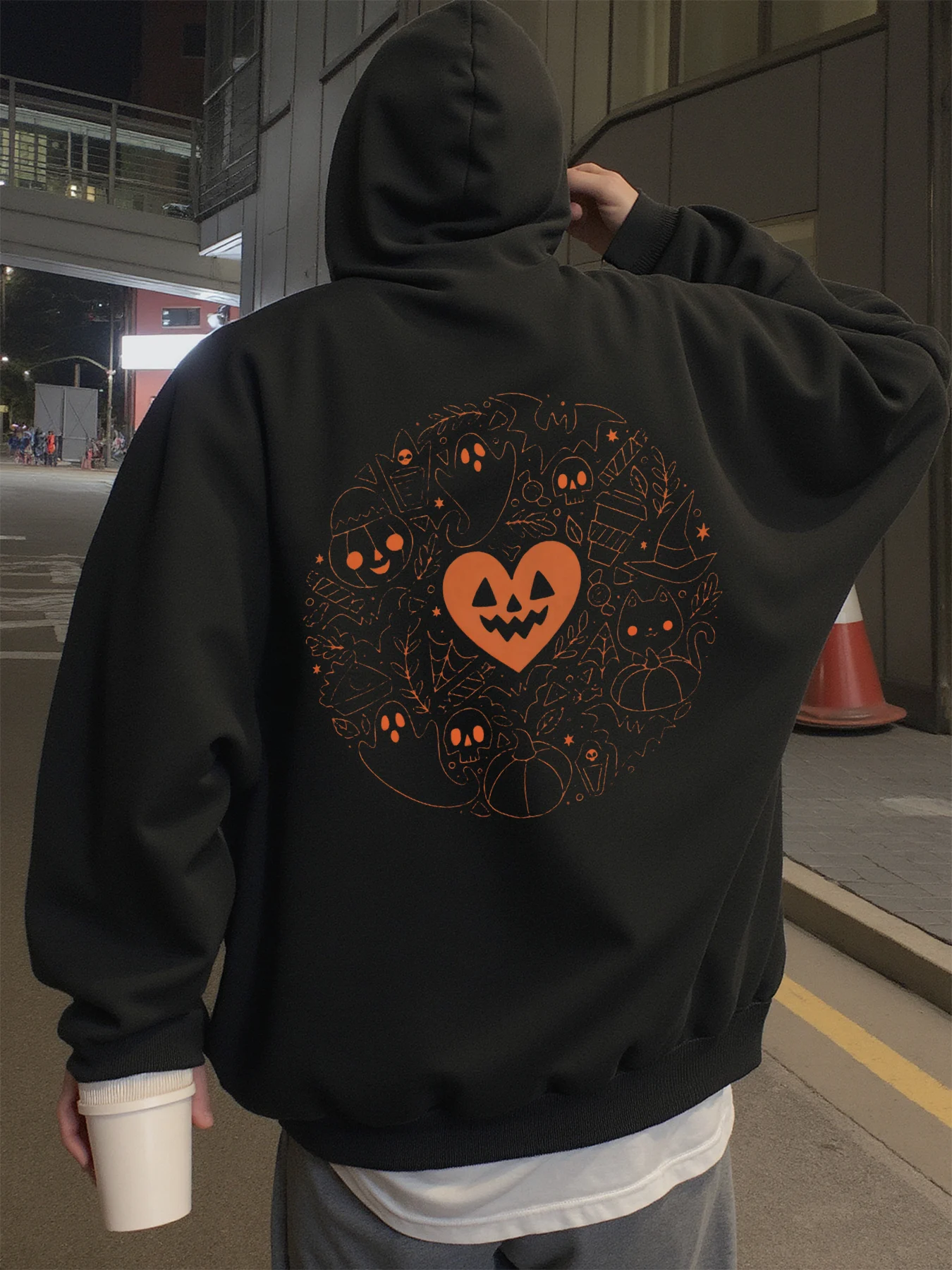 

Толстовка с капюшоном для мужчин, уличная одежда, толстовки с рисунком тыквы Love Heart для мужчин, подходят для ношения весны, осени и зимы.