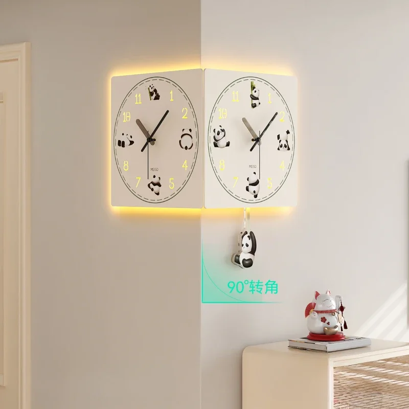 Led Wall Clock Living Room Decoration Corner Wall Clocks Modern Design Digital Cartoon Watch Home Decor Wall Lamp Reloj De Pared