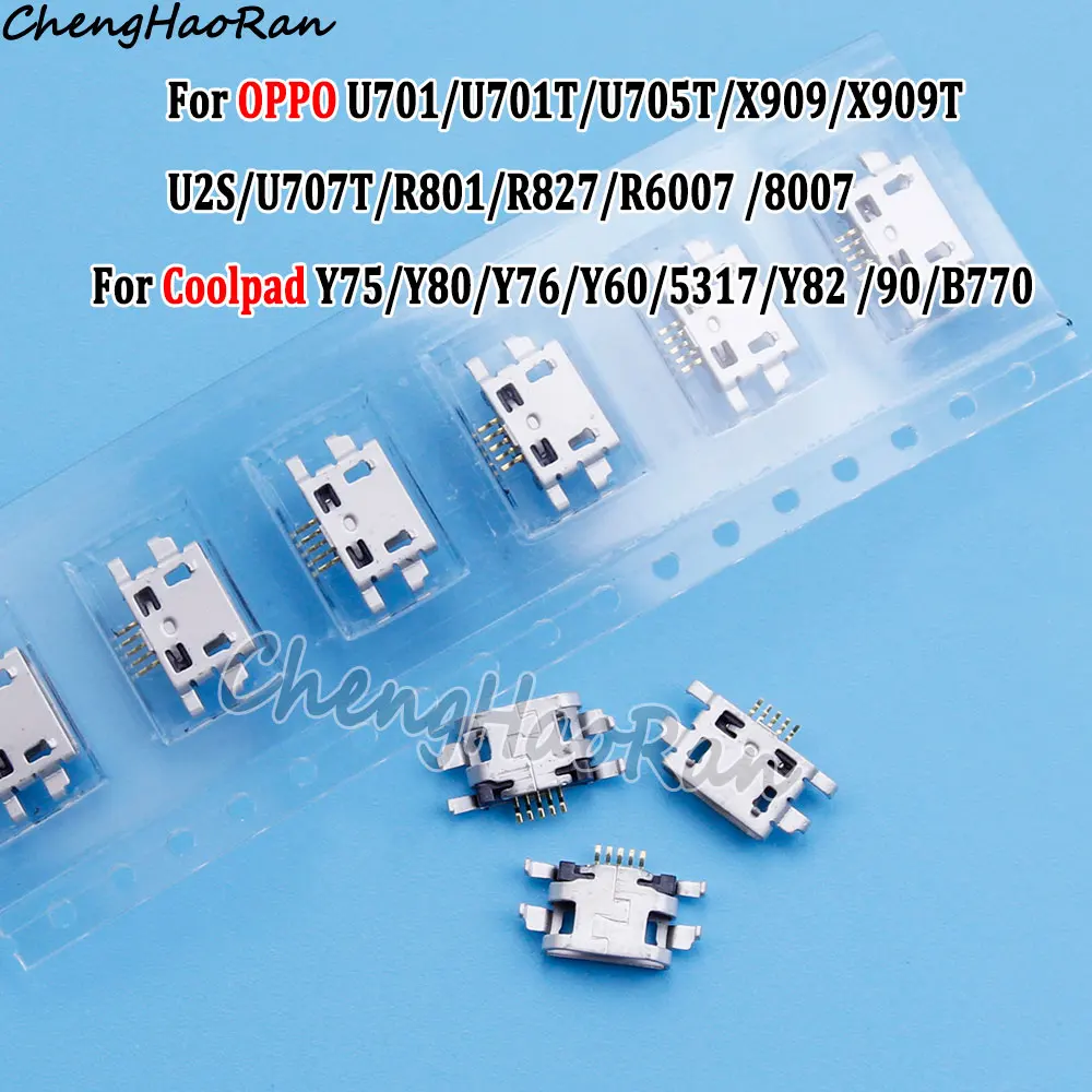 2-50Pcs Micro USB Charging Tail Plug Jack 5 Pin Connector For OPPO U701 U701T U705T X909 U2S U707T R801 R827T R8007 For Coolpad