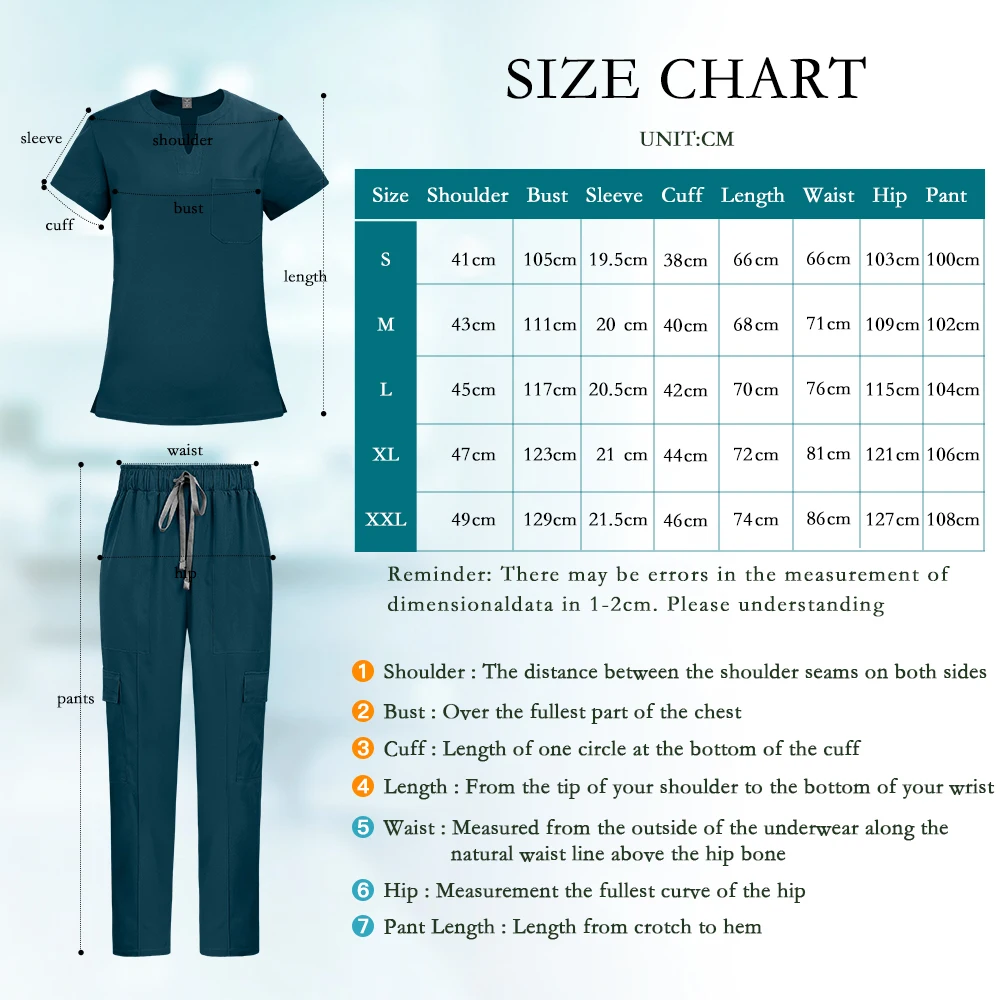 زي المستشفى الطبية ممرضة موحدة مرنة تنفس قصيرة الأكمام أعلى السراويل المستقيمة الرعاية الصحية الصيدلة ملابس العمل جديد