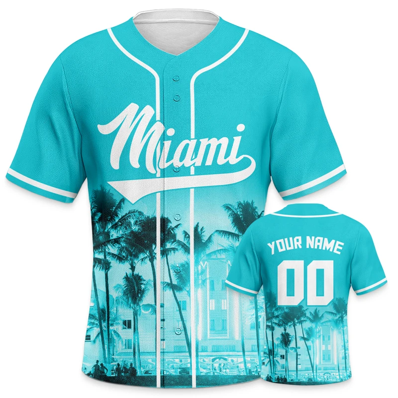 Green Personalized Baseball Jerseys City Night View Sublimation Blanks for Men Tshirt Custom Clothing Sportswear