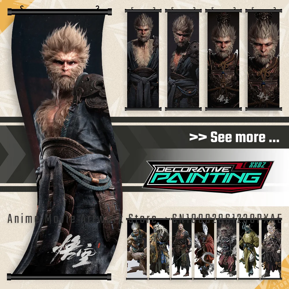 

Black Myth: Wukong Scrolls Pictures Hot Game Home Decor Prints Wall Art Poster Anime Interior Painting On Canvas For Living Room