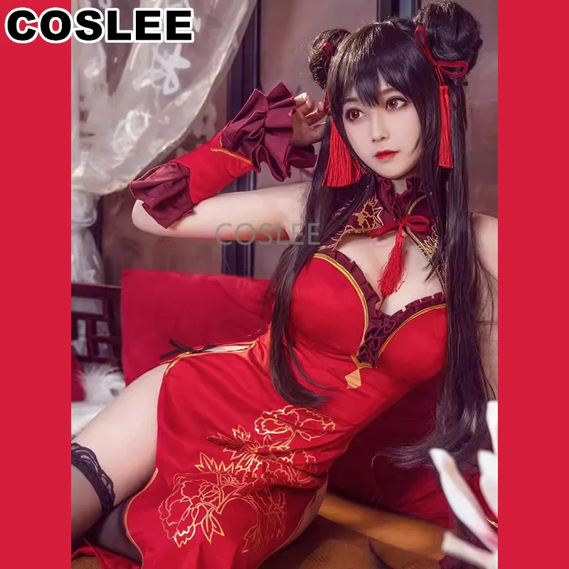 

COSLEE Anime DATE A LIVE Tokisaki Kurumi New Year Cheongsam Slim Dress Cosplay Costume Halloween Suit For Women Outfit XS-5XL