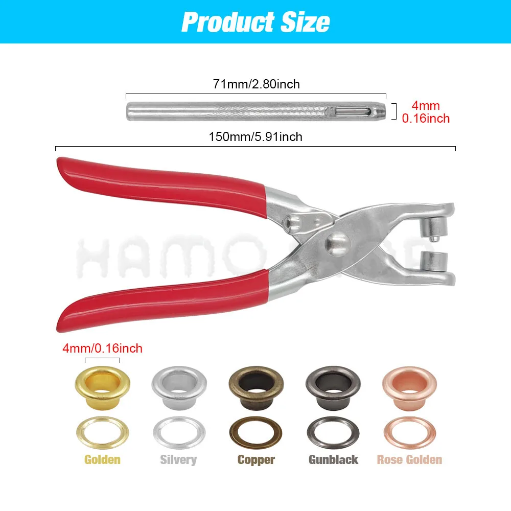 1 Set Grommet Eyelet Plier Set, Eyelet Hole Punch Pliers Kit With 100sets 4mm Metal Eyelets, Grommet Tool Kit For Leather Craft