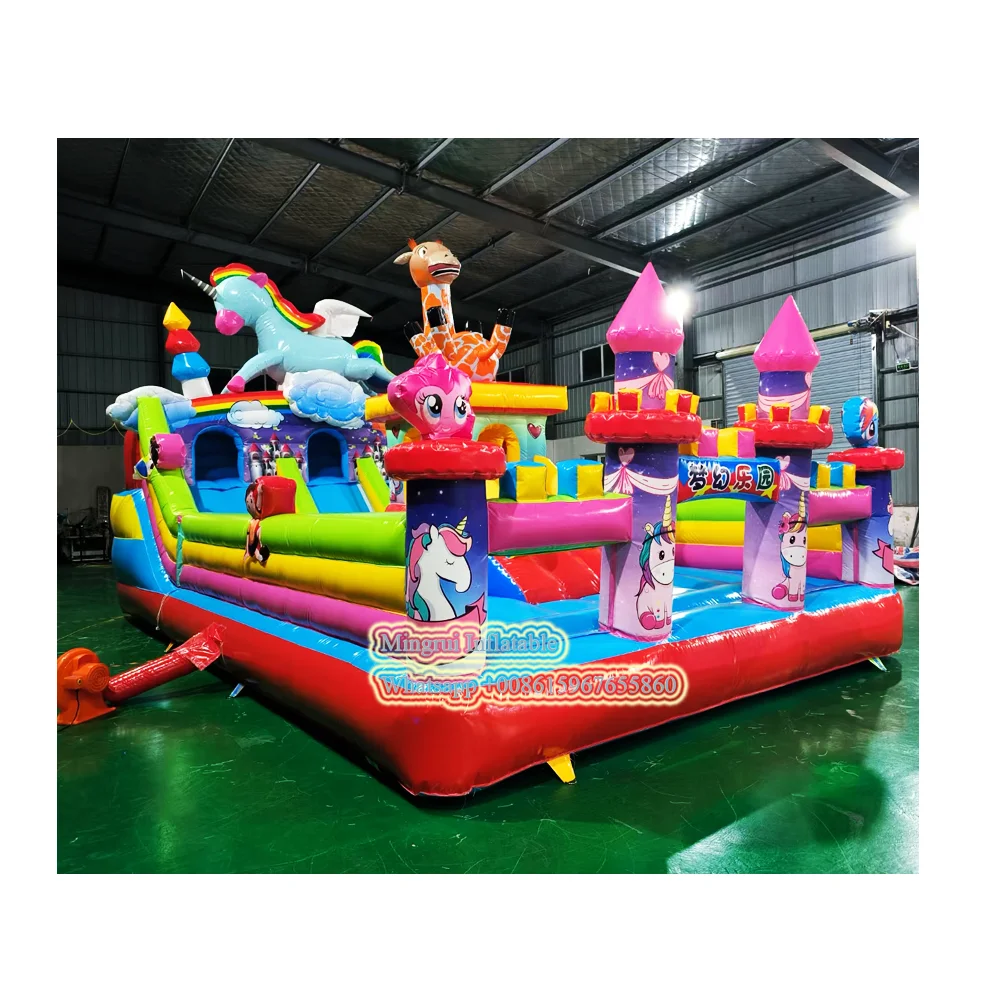 12xx10m Yellow Inflatable Obstacle Course with slide  Amusement Park, Bouncing House, Bouncy Castle, Slide Combo for Girls