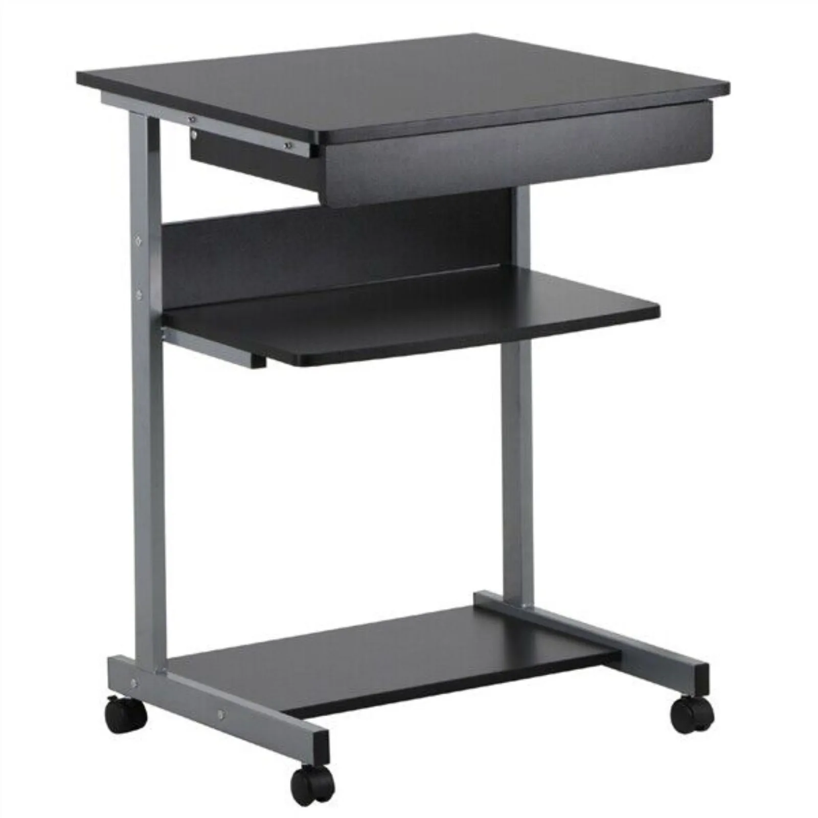 

Rolling Computer Desk Workstation Writing Table w/Printer Shelf Small Space New United States