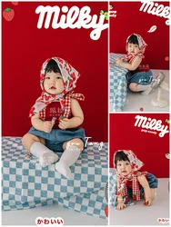 Accesorios de ropa de fotografía para niños, top rojo fresa, no dos tesoros de mujer, fotos de un año de edad