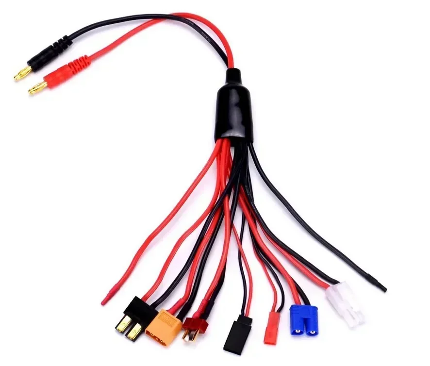 Conector adaptador de carregador rc 8 em 1, carregador 4.0mm banana/xt60 trx tamiya lipo para carro rc drone imax b6 b6ac conector de bateria
