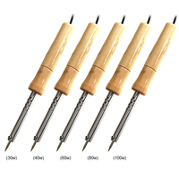220V Adjustable Temperature Electric Solder Iron 30W/40W/60W/80W/100W Wood Handle Mini Soldering Iron Rework Station EU Plug